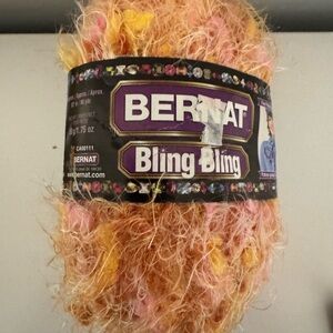 Bernat Bling Orange Pink Yellow Baby Fuzzy Cozy Soft Vintage Knit Crochet Yarn
